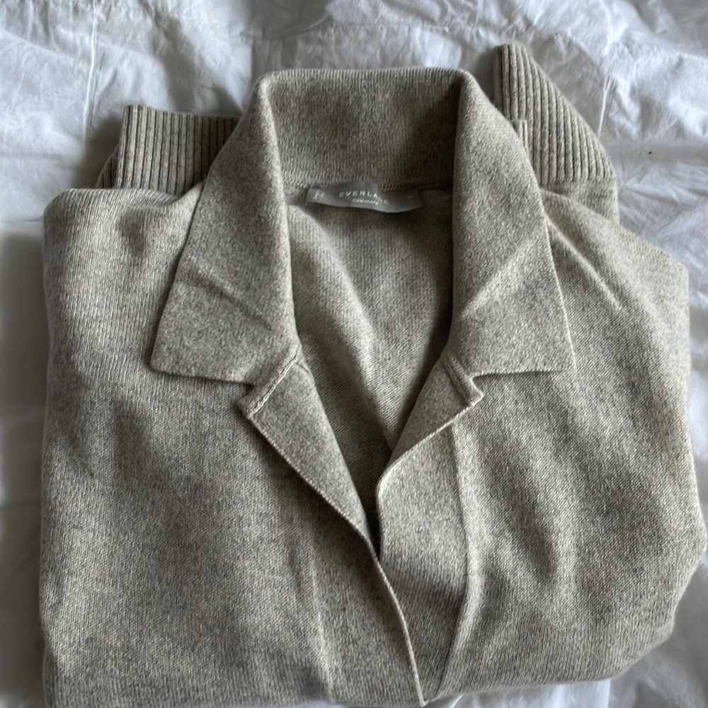 Everlane cashmere polo sweater in tan